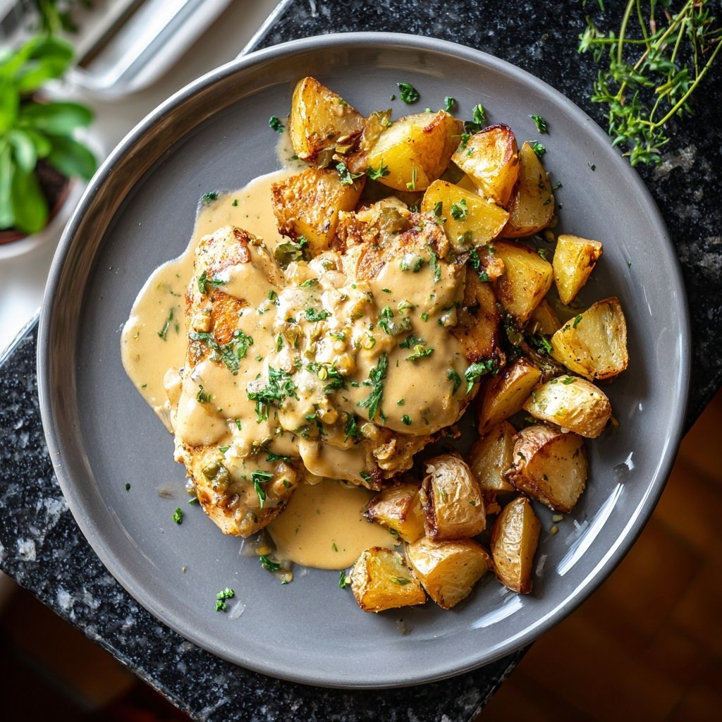 Creamy Dijon Chicken With Roasted Potatoes