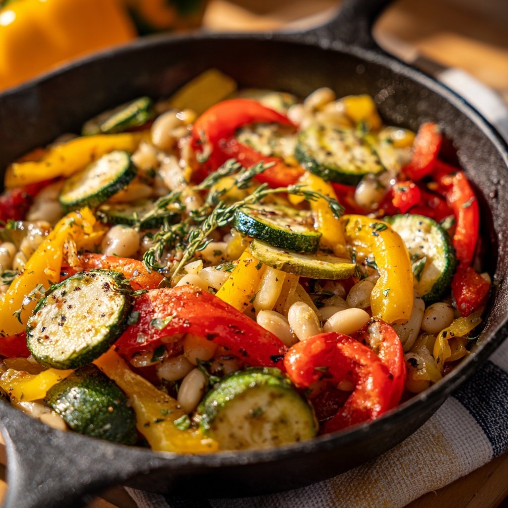 Roasted Veggie White Bean Skillet