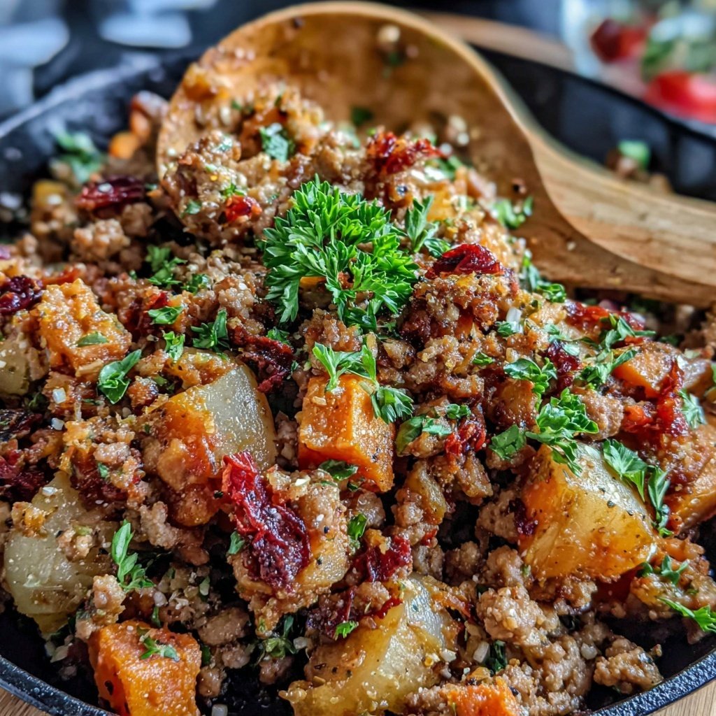 Ground Turkey And Sweet Potato Skillet