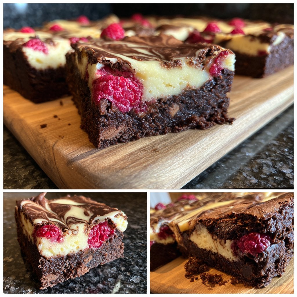 Cottage Cheese Brownies with Raspberry Swirl