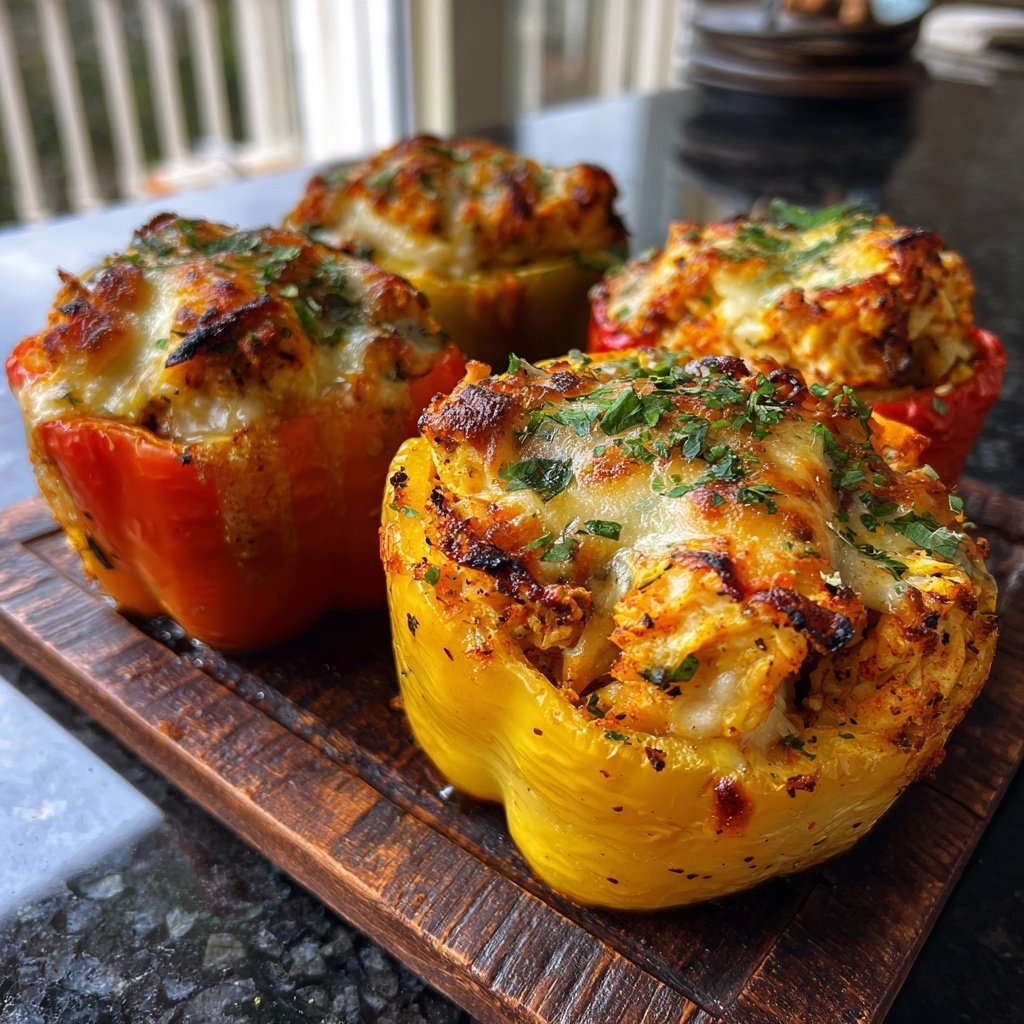 Shredded Chicken Stuffed Bell Peppers